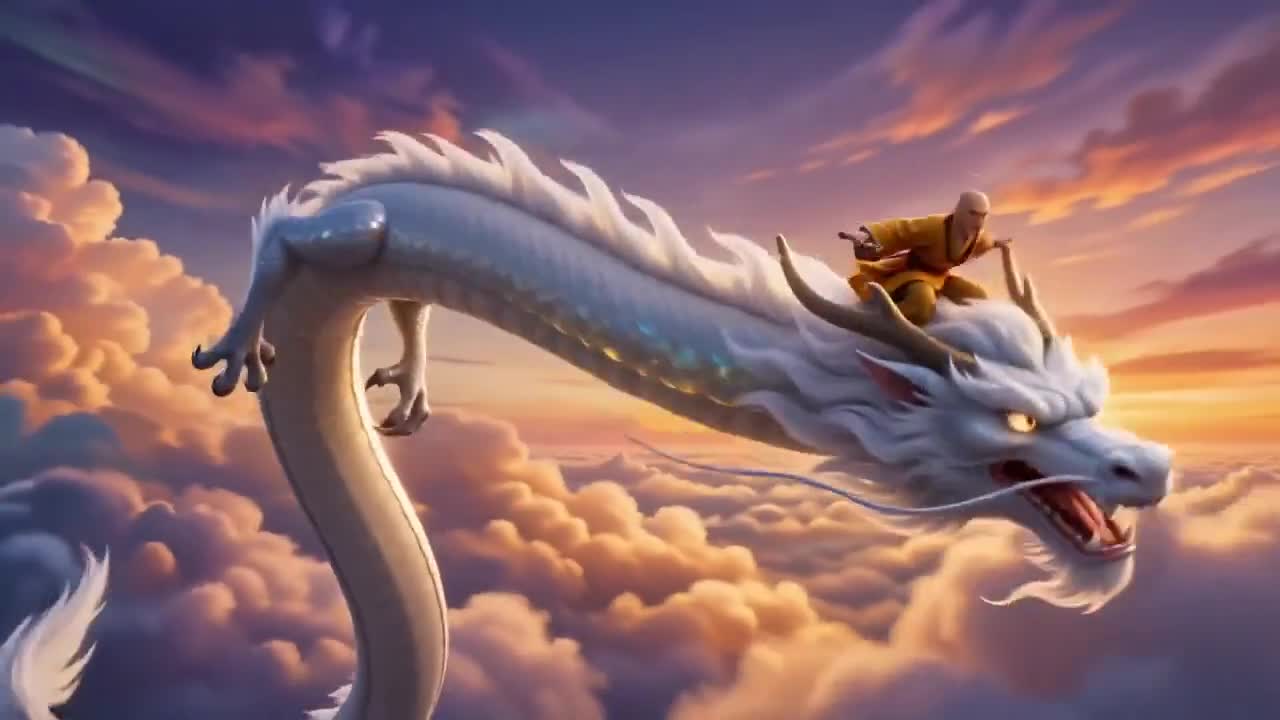 Seedance 2.0 Prompt: Monk on White Horse 3D CG Animation