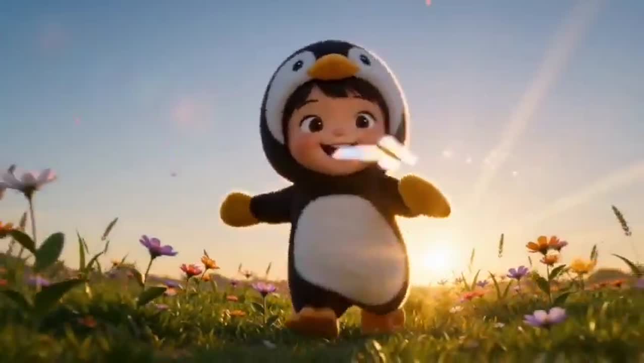Chibi Penguin Girl Chasing Butterfly: Seedance 2.0 Prompt Showcase