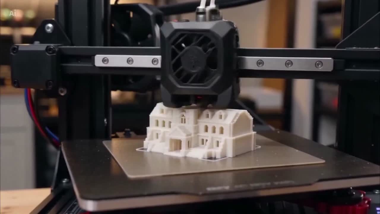 Seedance 2.0 Prompt: 3D Printer Time-lapse of Miniature Building