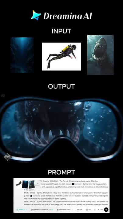 Seedance 2.0 Prompt: Action-Horror Underwater Chase