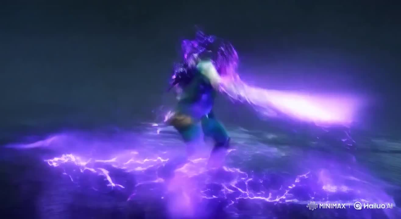 Seedance 2.0 Prompt: Action Sequence with Purple Energy Blade & Dynamic Camera