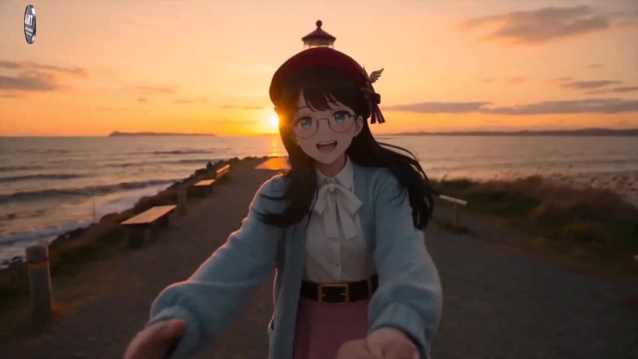 Seedance 2.0 Prompt: Anime FPV Dating Scene with Sunset and Lighthouse