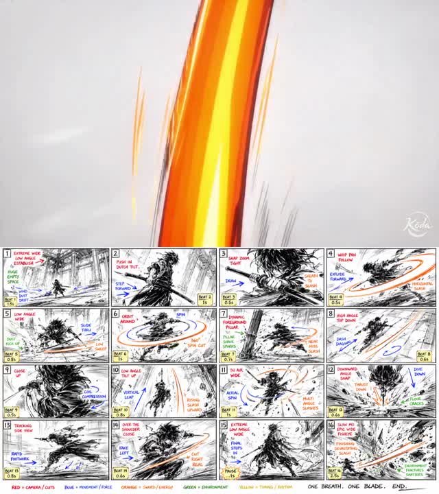 Seedance 2.0 Prompt: Anime Combat Storyboard to Video