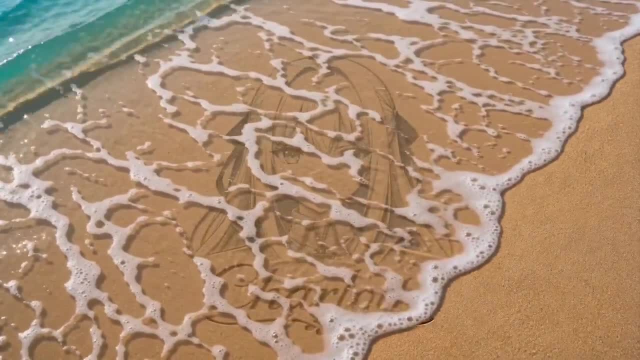 Seedance 2.0 Prompt: Anime Girl Sand Art Washed Away by Ocean Wave