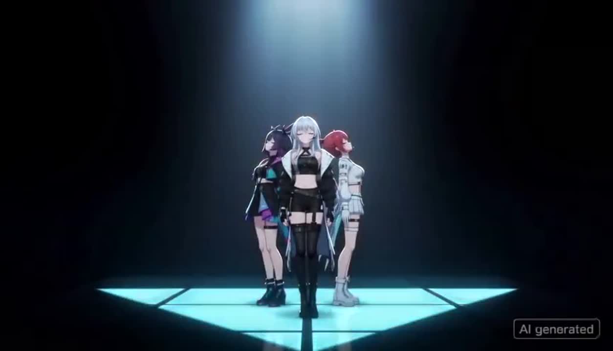 Seedance 2.0 Prompt: Anime Cyberpunk Girls – Holographic Explosion to Spotlight Scene