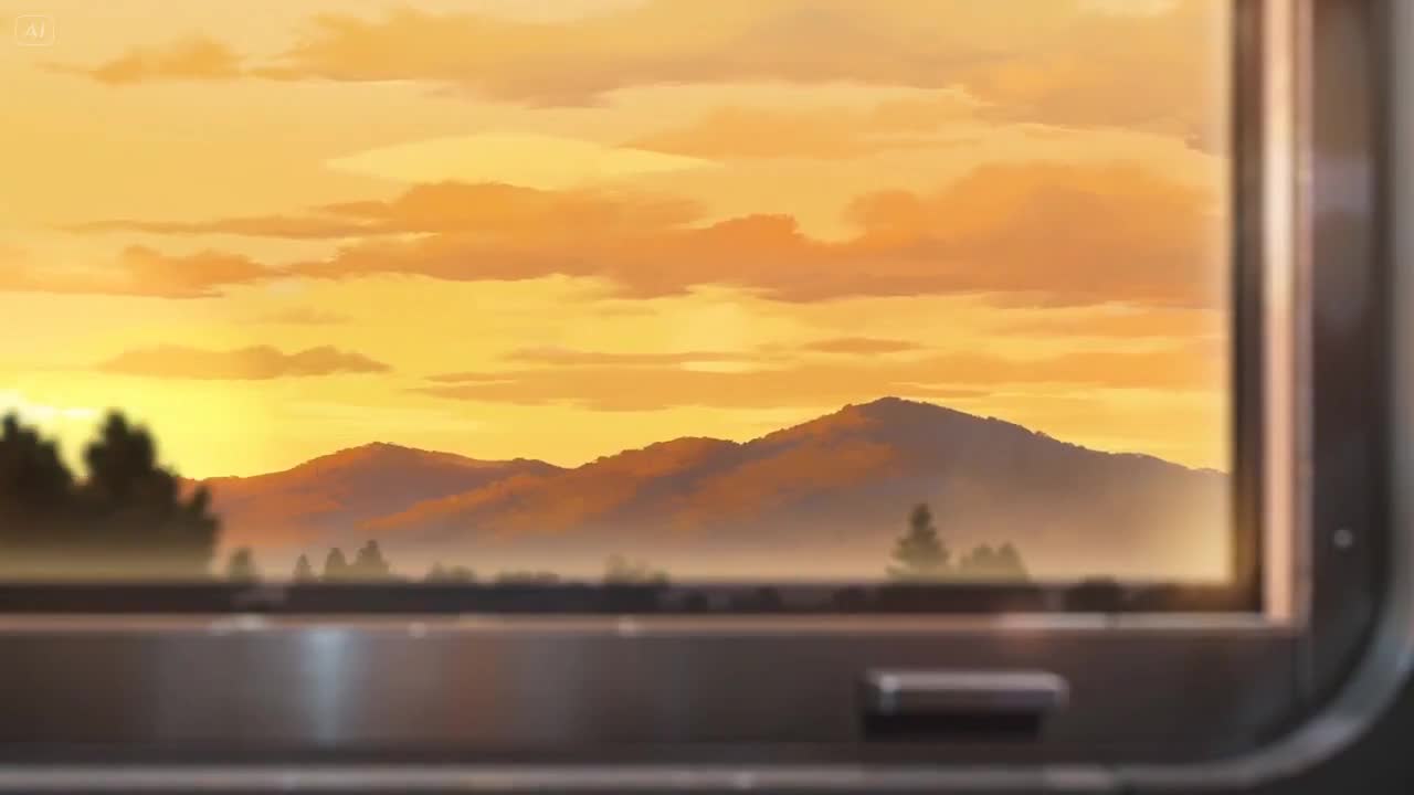 Seedance 2.0 Prompt: Anime Lofi Train Ride at Sunset