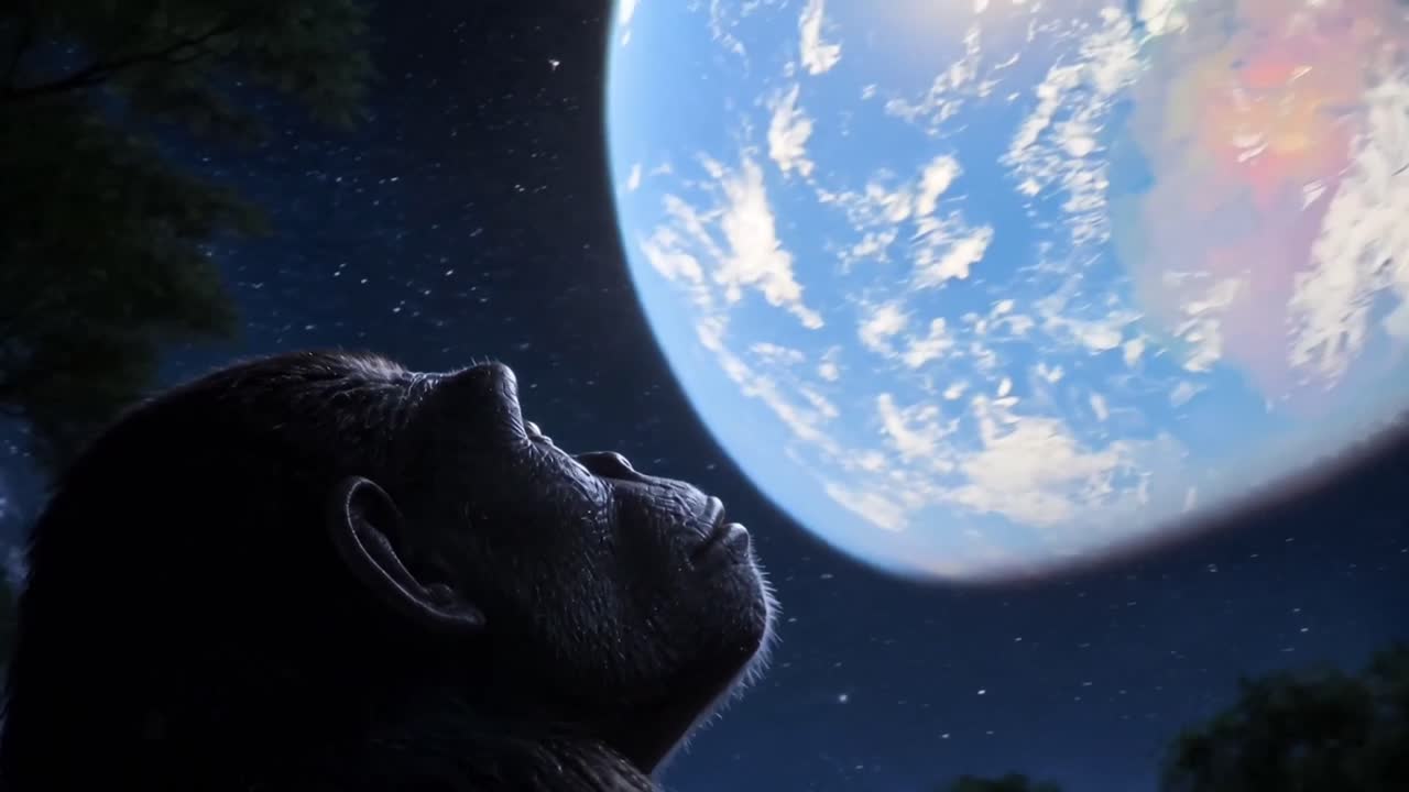 Seedance 2.0 Prompt: Ape to Human Evolution Space Transition