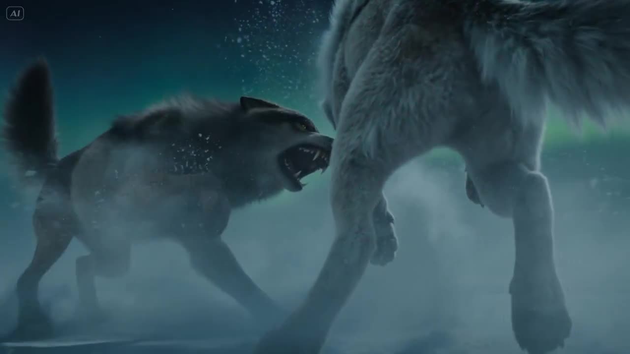 Seedance 2.0 Prompt: Arctic Wolves Aurora Clash Video