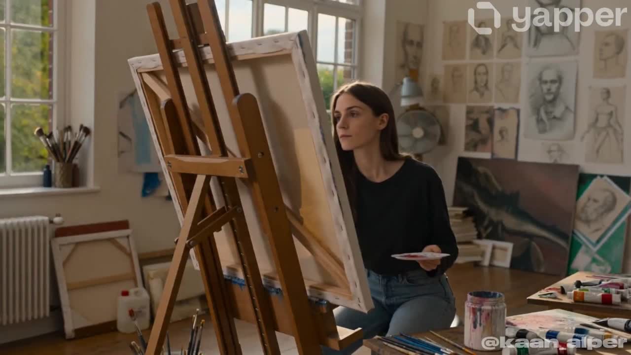 Seedance 2.0 Prompt: Artist at Work in a Sunlit Studio