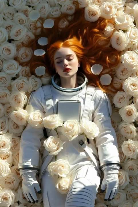Seedance 2.0 Prompt: Astronaut in White Roses Video Generation