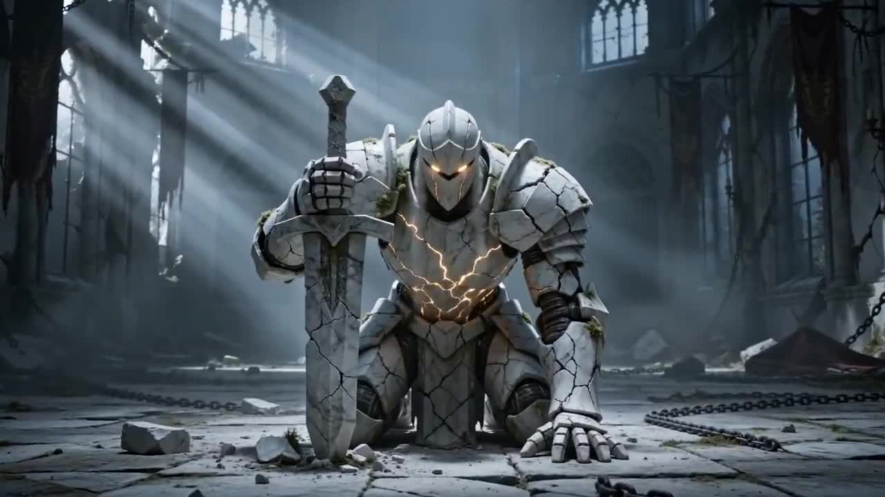 Seedance 2.0 Prompt: Awakening Marble Knight Cinematic Video