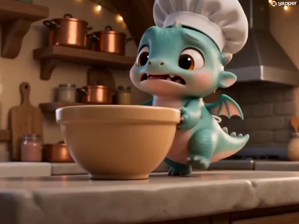 Seedance 2.0 Prompt: Baby Dragon Baking Adventure - Pixar-style 3D Animation