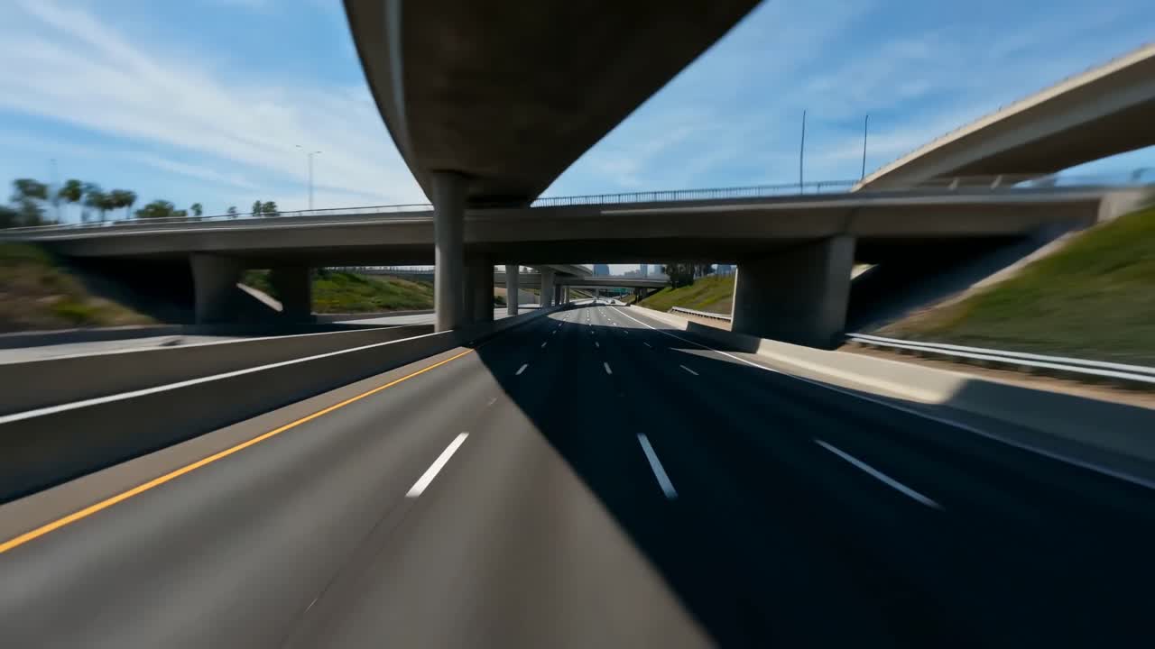 Seedance 2.0 Prompt: Bending Perspective Freeway Zoom