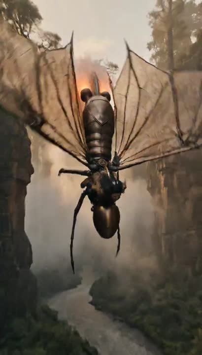 Seedance 2.0 Prompt: Cinematic Biomechanical Insect Aerial Chase