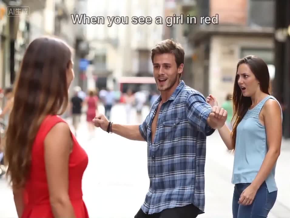 Seedance 2.0 Prompt: Bollywood Distracted Boyfriend Meme