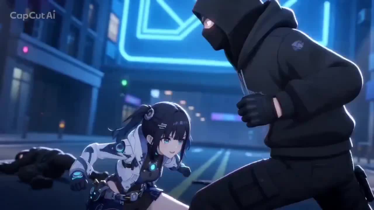 Seedance 2.0 Prompt: Cartoon Girl vs. Gang Action in a Night City Chase