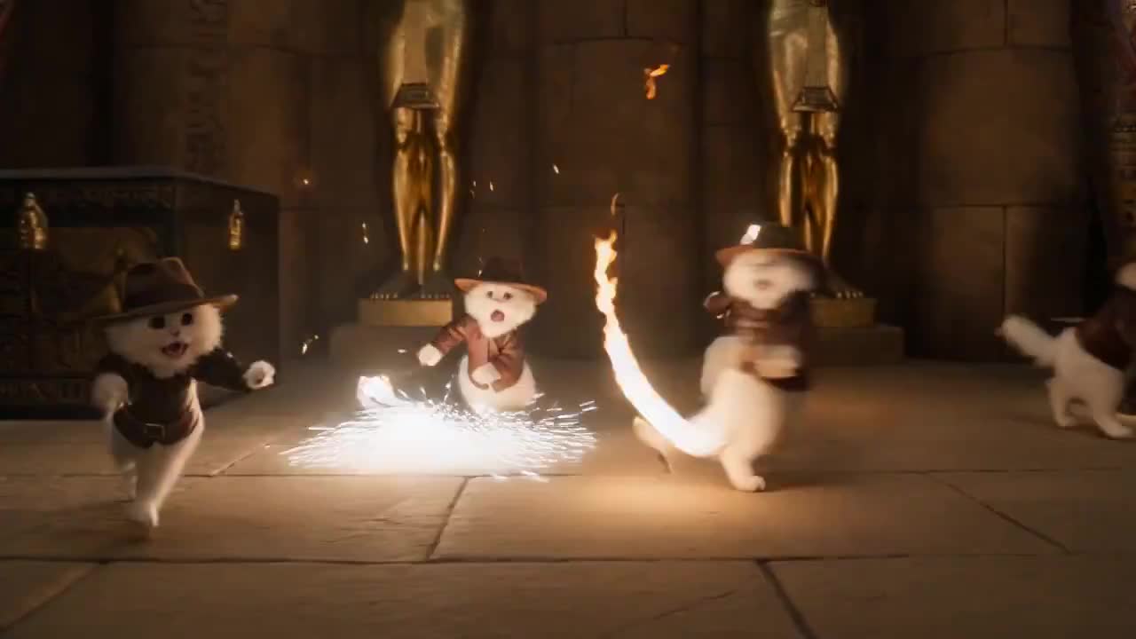 Seedance 2.0 Prompt: Cinematic Cat Explorer & Bear Pharaoh Comedy