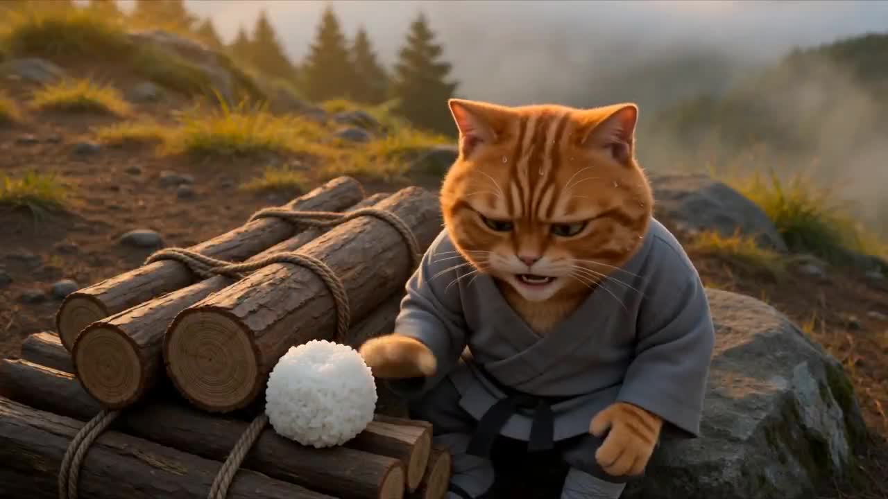 Seedance 2.0 Prompt: Cat Monk Dark Comedy Animation (Mount Fuji)