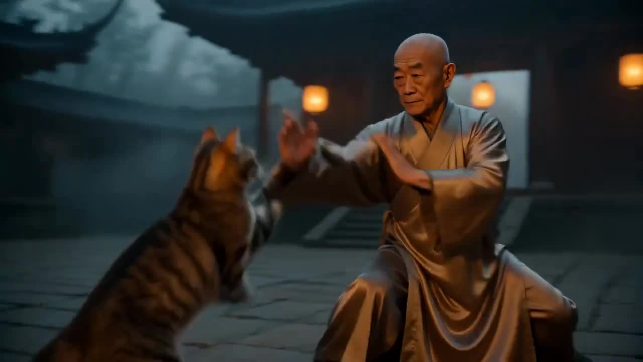Seedance 2.0 Prompt: Cat vs. Kung Fu Master Duel Video