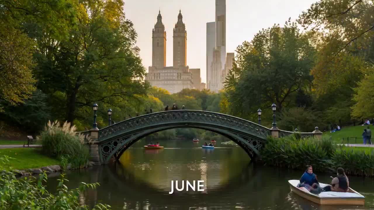 Seedance 2.0 Prompt: Central Park Bow Bridge Seasonal Timelapse