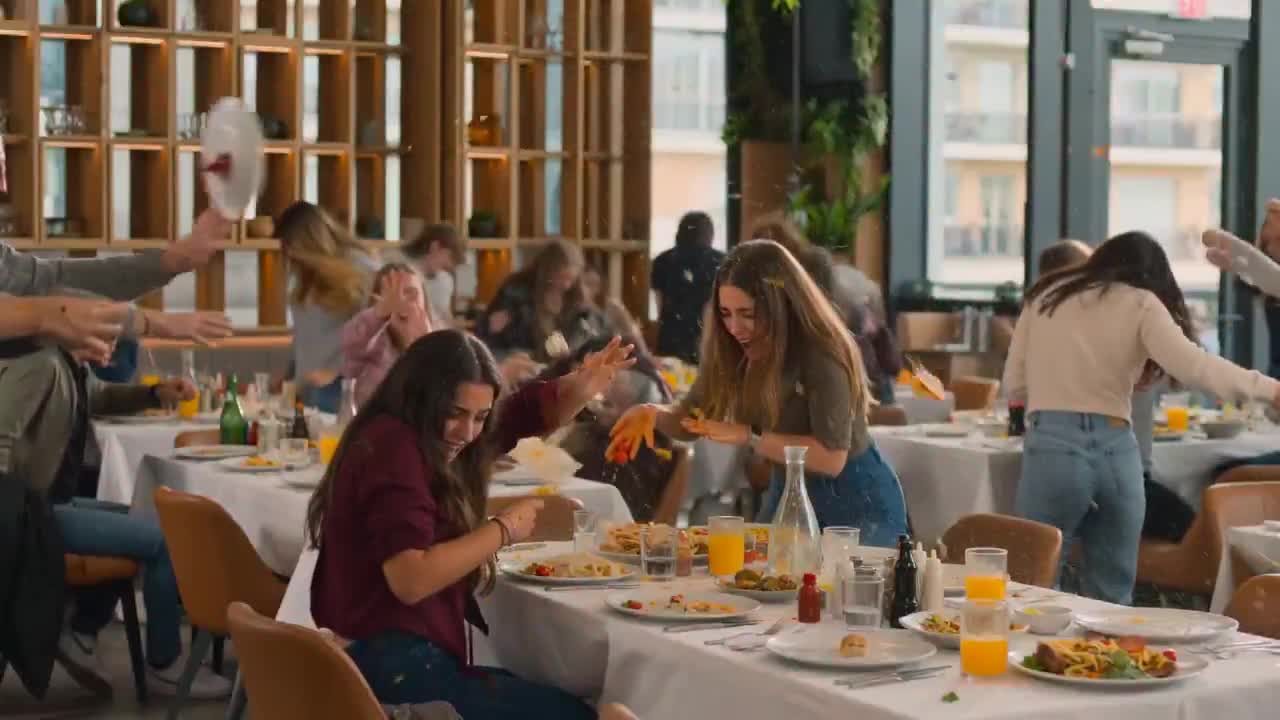 Seedance 2.0 Prompt: Chaotic Restaurant Food Fight Video