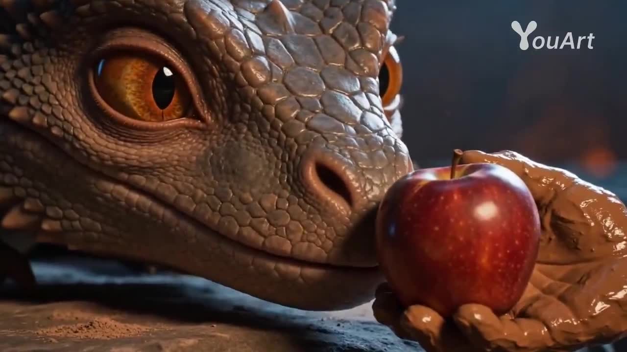 Seedance 2.0 Prompt: Baby Dragon and Potter in Volcanic Cave