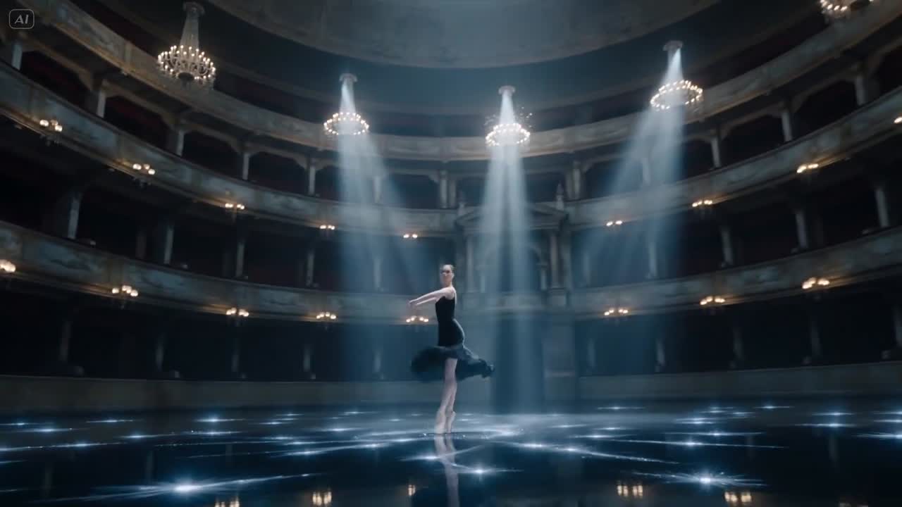 Cinematic Ballerina in Flooded Opera House - Seedance 2.0 Prompt