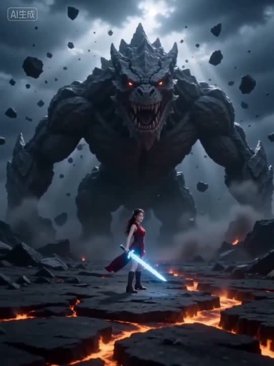 Seedance 2.0 Prompt: Cinematic Epic Battle, Beauty vs. Monster