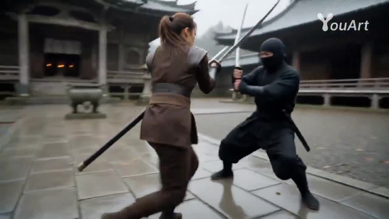 Seedance 2.0 Prompt: Cinematic Female Ninja Fight Sequence