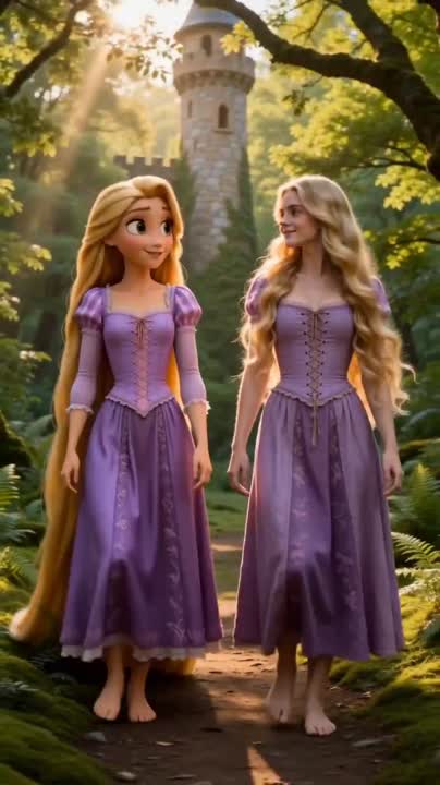Seedance 2.0 Prompt: Cinematic Rapunzel Forest Walk