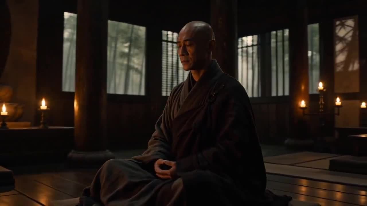 Seedance 2.0 Prompt: Monk Meditating in Ancient Temple Cinematic Scene