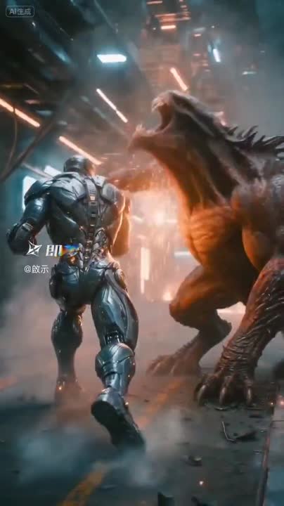 Cinematic sci-fi battle scene with a cyborg - Seedance 2.0 Prompt
