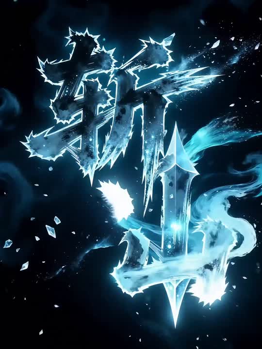 Seedance 2.0 Prompt: Cinematic 'Zhan Xian' Title Animation with Icy Blue Ink Effects