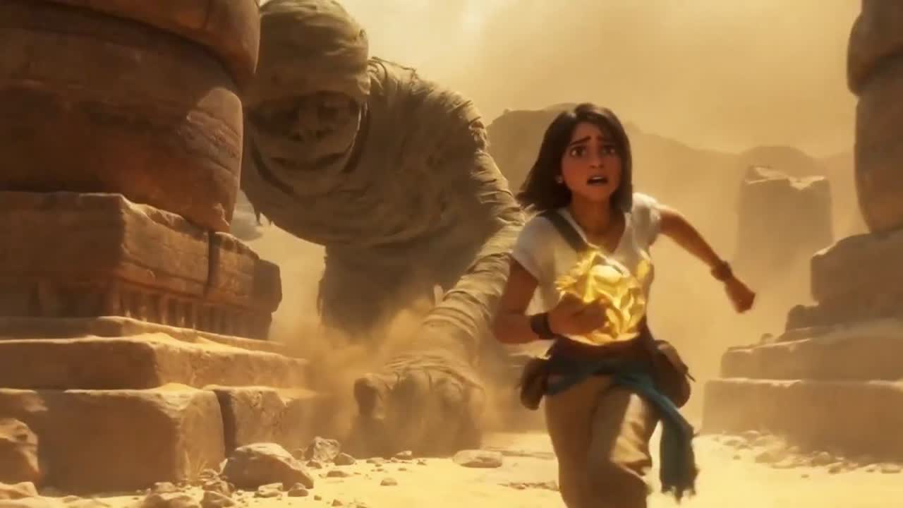 Seedance 2.0 Prompt: Explorer Chased by Mummy
