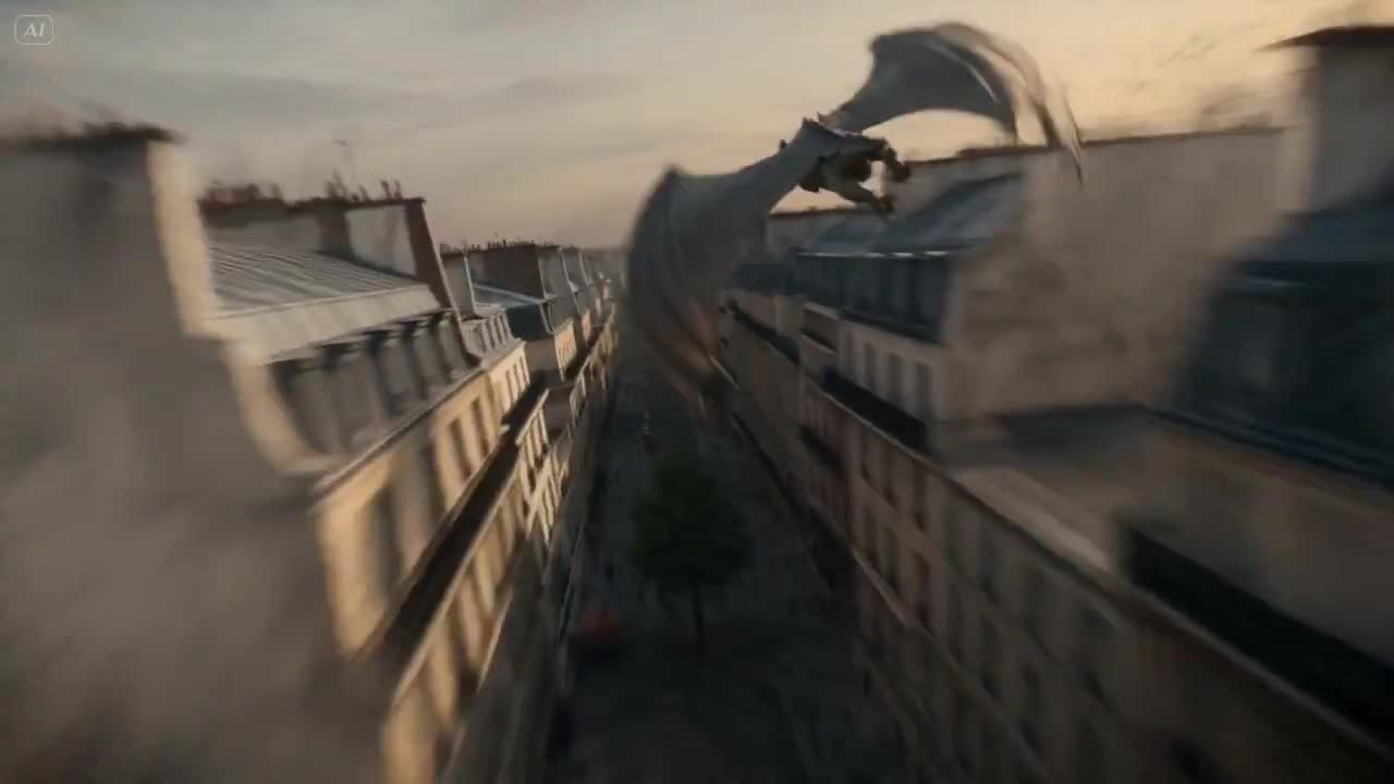 Seedance 2.0 Prompt: Colossal Stone Gargoyle Awakens Over Paris