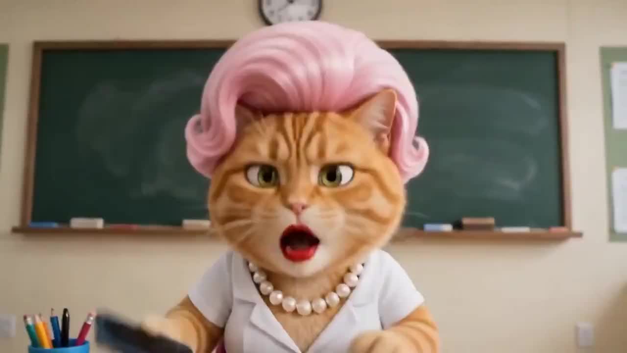 Seedance 2.0 Prompt: Comedic ADHD Cat Teacher Short Film
