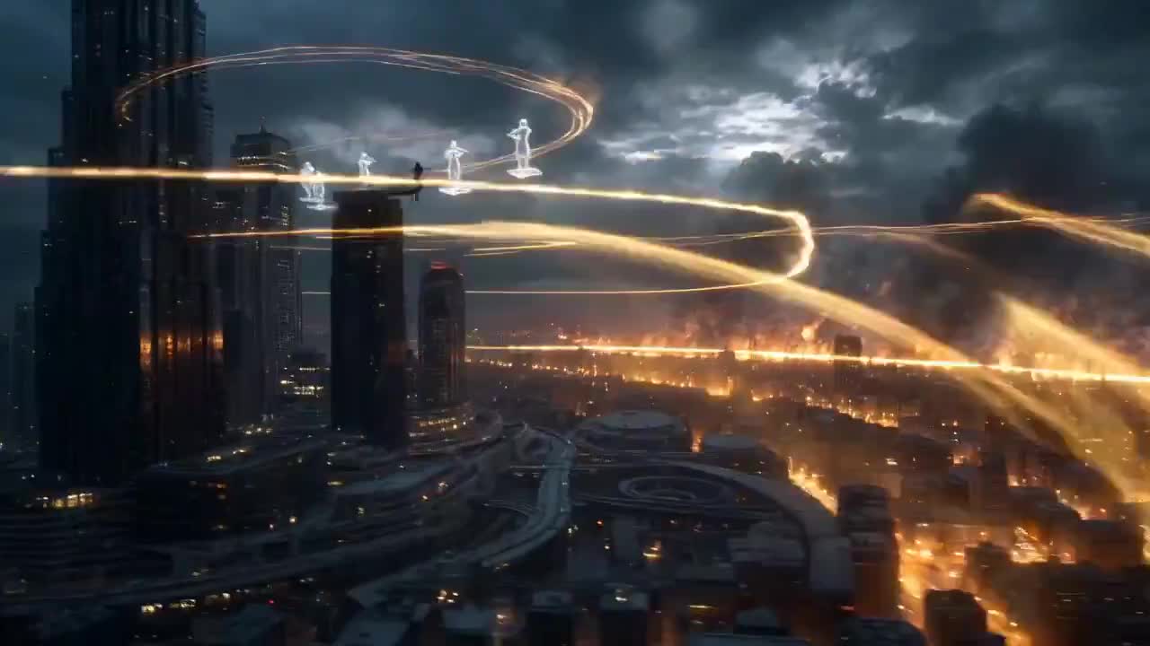 Seedance 2.0 Prompt: Conductor Restores City Lights with Music