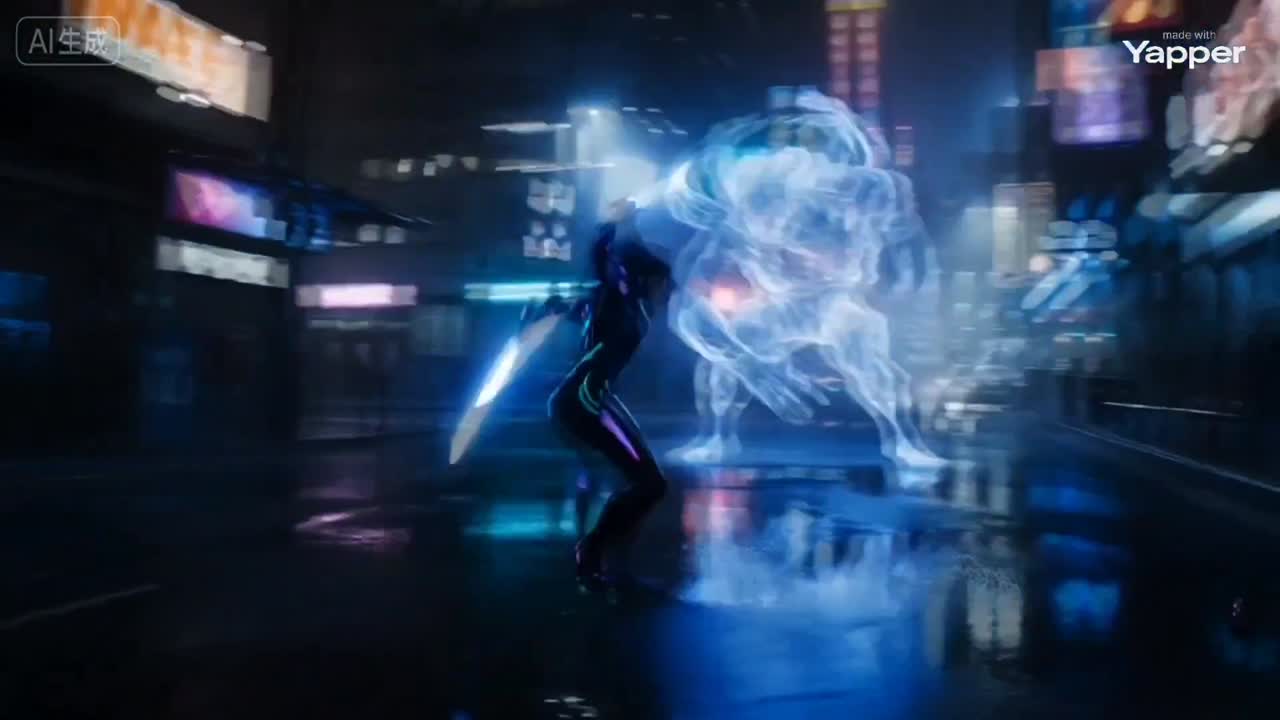Seedance 2.0 Prompt: Cyber Ninja vs. Holographic Alien Cinematic Fight