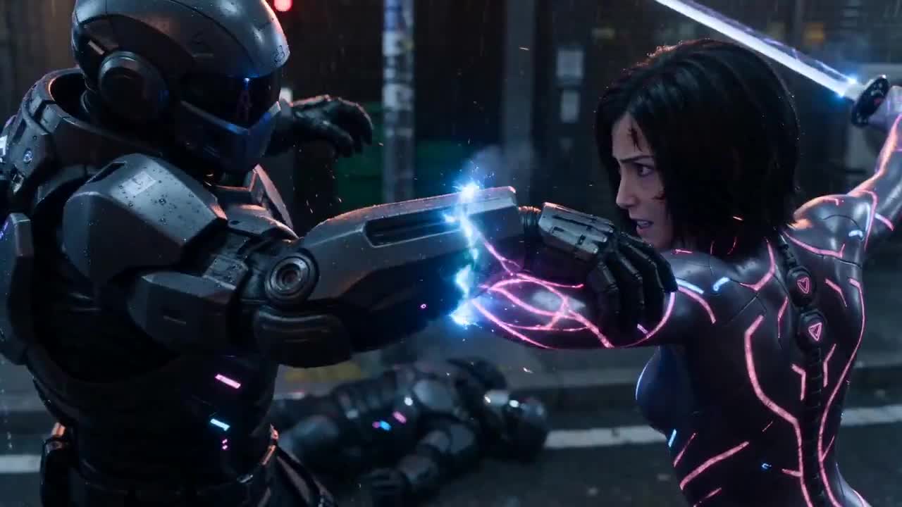 Seedance 2.0 Prompt: Cyber Ronin Cinematic Fight Scene