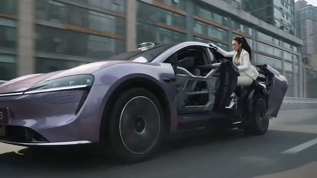 Cyberpunk Action Sequence: Elegant Female Agent Jumps from Skyscraper to Moving Car - Seedance 2.0 Prompt