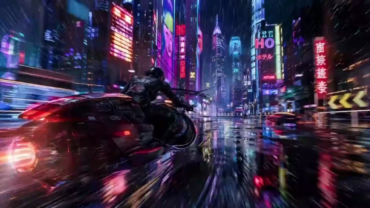 Seedance 2.0 Prompt: Cyberpunk Motorcycle Chase Anime Video