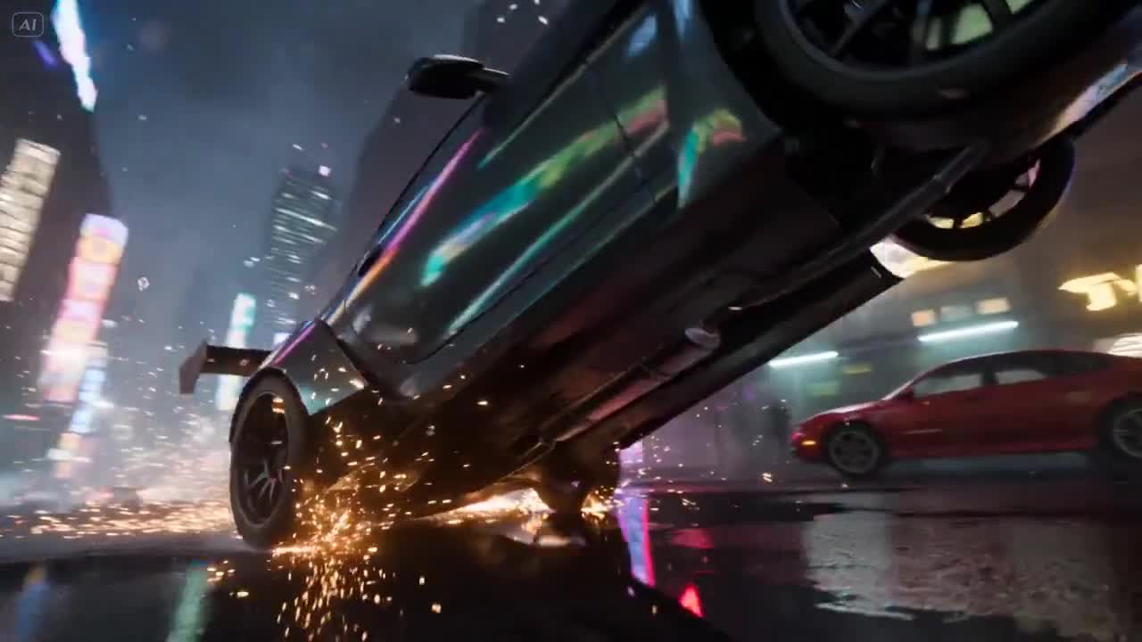 Seedance 2.0 Prompt: Cyberpunk Drift Time Freeze