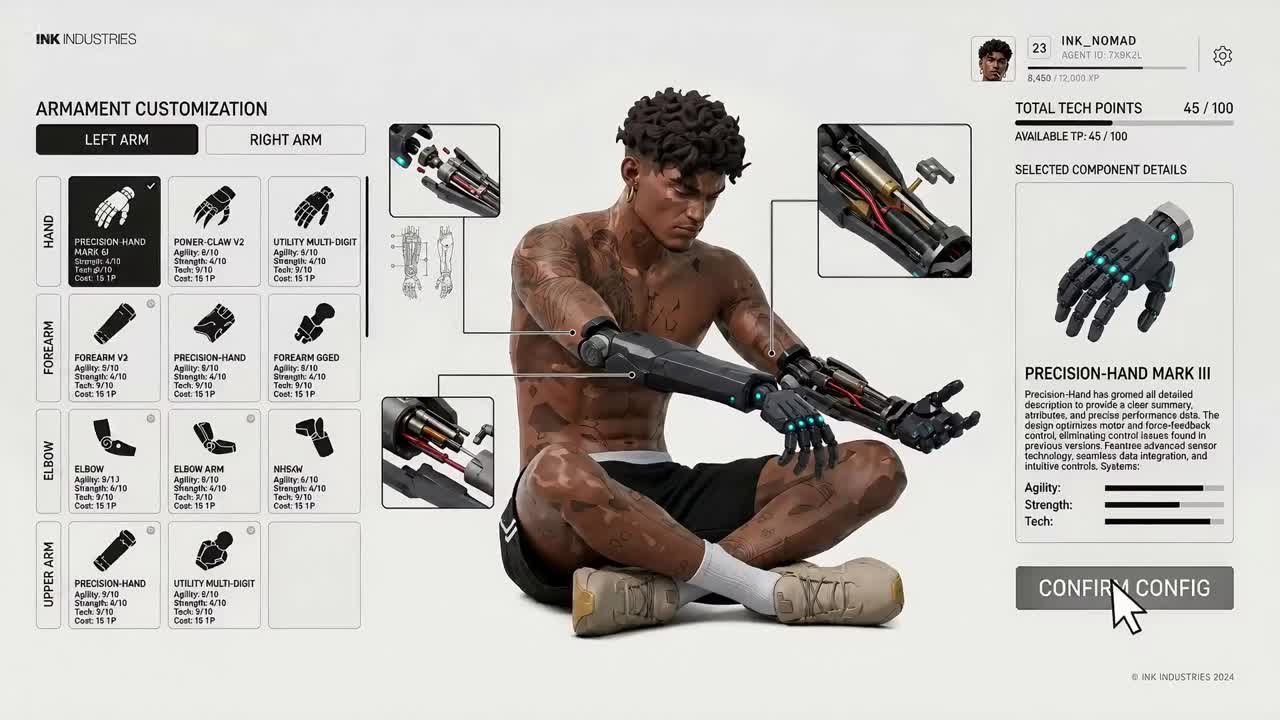 Seedance 2.0 Prompt: Cyberpunk Game Trailer with Detailed UI & Environment