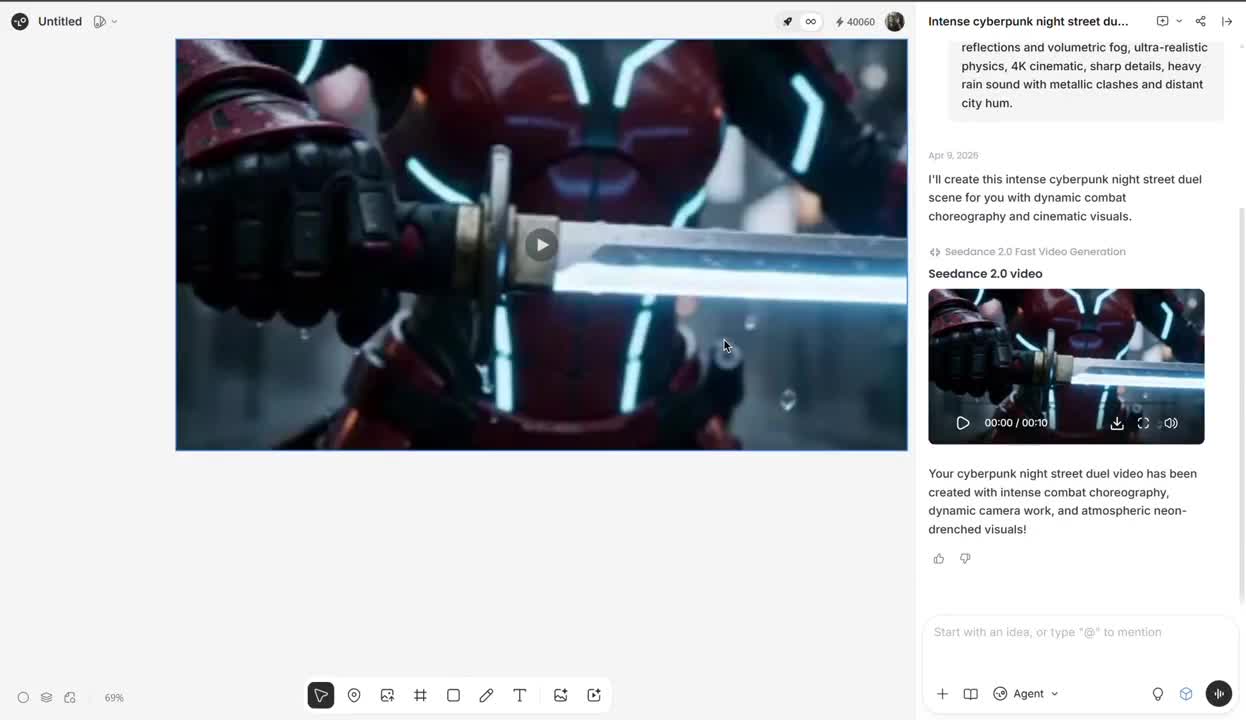 Seedance 2.0 Prompt: Cyberpunk Samurai Duel Video Generation