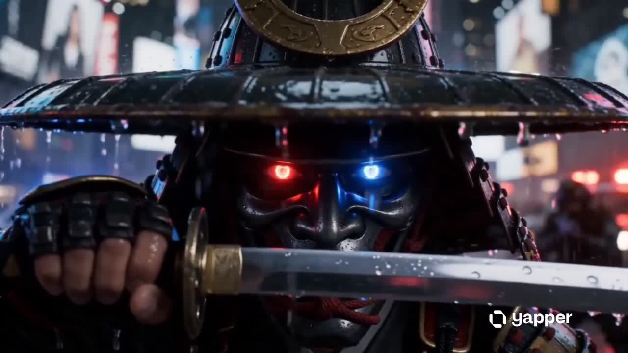 Seedance 2.0 Prompt: Cyberpunk Samurai in Rainy Tokyo Storm