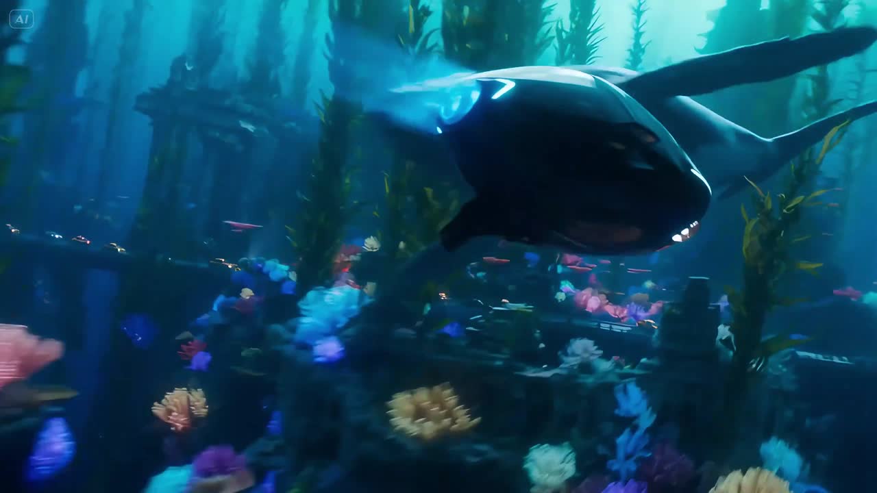 Seedance 2.0 Prompt: Deep-Sea Explorer in Bio-Luminescent Coral City