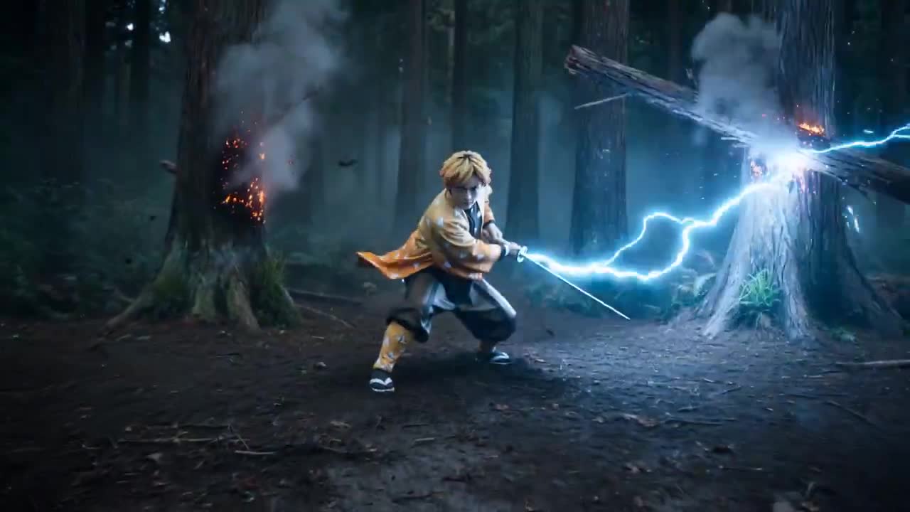 Seedance 2.0 Prompt: Hollywood Demon Slayer Live-Action VFX with Realistic Water & Lightning
