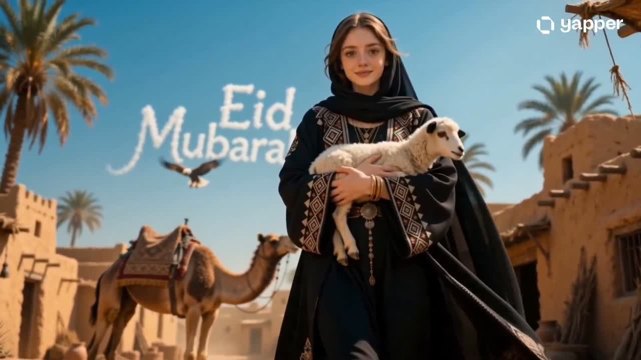 Seedance 2.0 Prompt: Cinematic Desert Eid Mubarak with Lamb