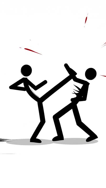 Seedance 2.0 Prompt: Intense Stickman Fight Animation
