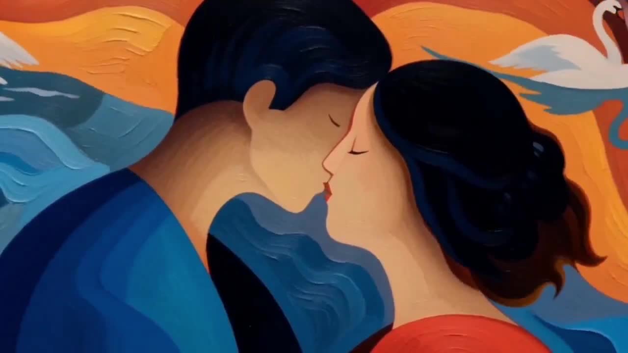 Seedance 2.0 Prompt: Dreamlike Kiss in Franz Marc Style